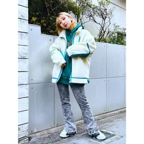 NWT X Girl Japan Outdoor Boa Fleece retro 90s oversized sherpa jacket - Picture 3 of 8